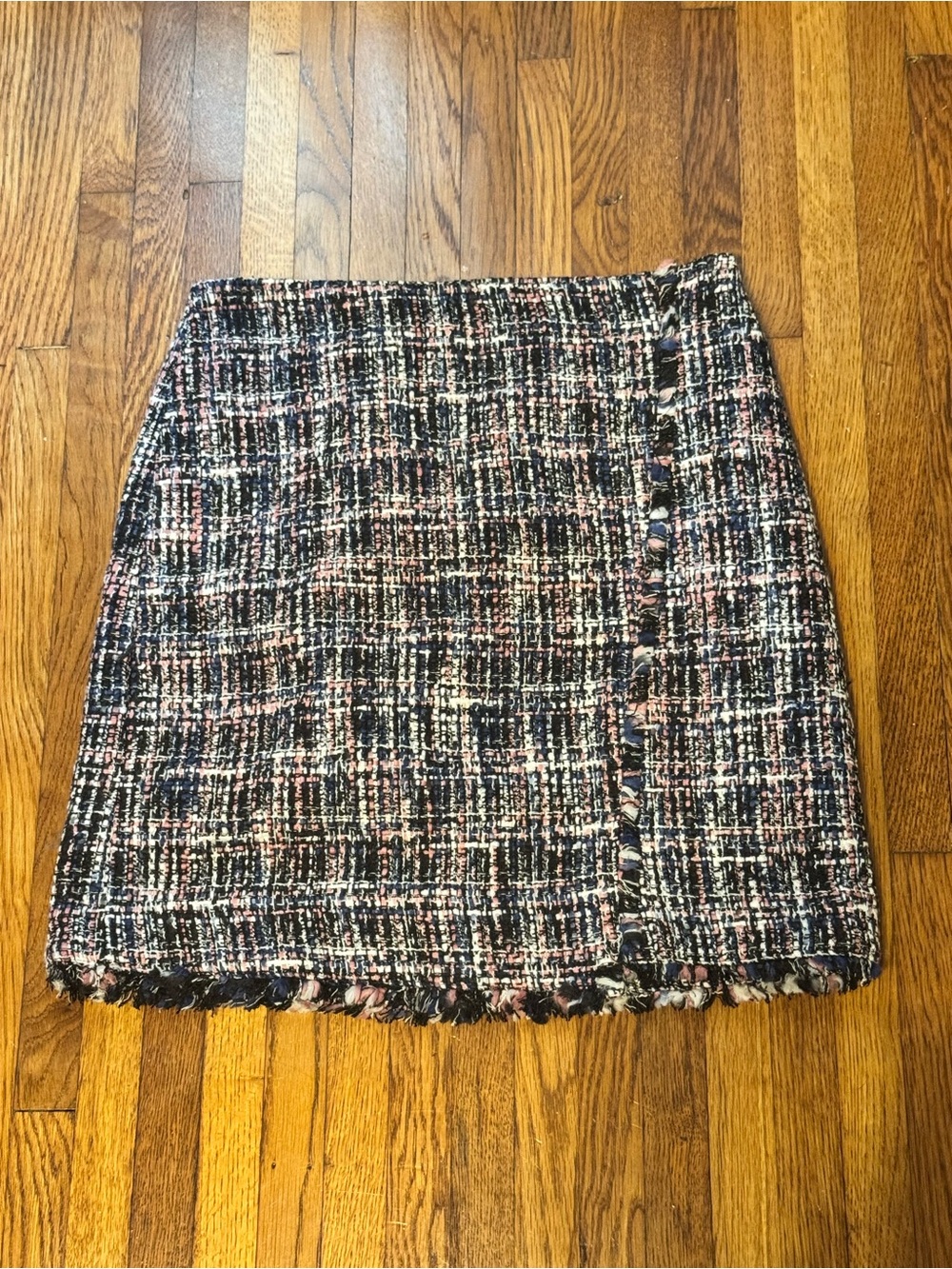 LOFT Pink, Black, Blue and Cream Tweed Mini Skirt